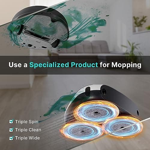 EVERYBOT Three-Spin Robot Mop - Ultra Quiet Smart Mopping Robot Cleaner Only | Powerful Stylish 3 Spin Wet Mop for Hard Floor & Tile Cleaning with Remote Control | Large Water Tank 4