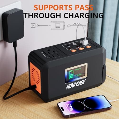 HOWEASY Portable Power Station,120W(240W Peak) Solar Generator,88Wh Lithium Battery Power with 110V AC Outlet/DC/USB/LED Light for Outdoor Camping Trip Hunting Emergency(Solar Panel Optional) 5