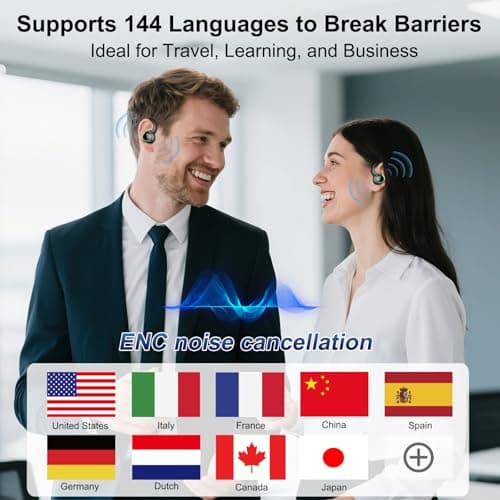 Ai Translation Earbuds Real Time, 164 AI Language Translator Earbuds,3-in-1 Translator Earbud Bluetooth 5.4 with 5 Translation Modes,48H Translatior Headphones for Travel, Business, Learning, Black 3