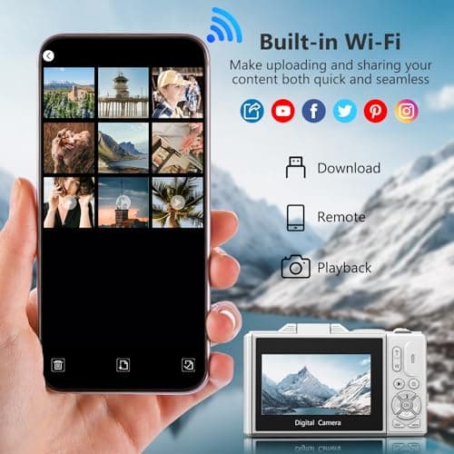 4K Digital Camera for Photography, 64MP Vlogging Camera for YouTube with 3" 180° Flip Screen, 18X Digital Zoom Point and Shoot Camara with 32GB Micro SD Card for Beginner (White) 3