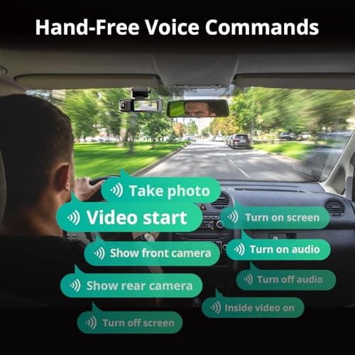 BOTSLAB 3 Channel Dash Cam 4K with 128GB Card, 3.18" Touch Screen, Voice Control, 4K Dash Cam Front and Rear Inside Loop Recording, 5.8GHz WiFi, GPS, Night Vision, WDR, Parking Mode 5