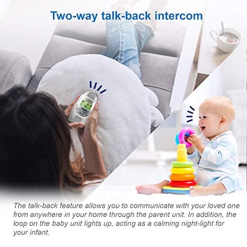 VTech Communications DM221 Audio Baby Monitor with up to 1,000 ft of Range, Vibrating Sound-Alert, Talk Back Intercom & Night Light Loop, White/Silver 5