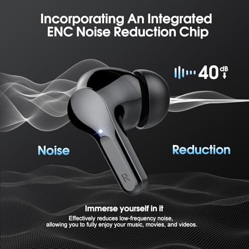 Wireless Earbuds, Bluetooth 5.4 Headphones HiFi Stereo, Bluetooth Earbuds with ENC Noise Cancelling Mic, IP7 Waterproof in Ear Earphones, 48H, LED Display Ear buds for Pad Phones Workout Sports, Black 2