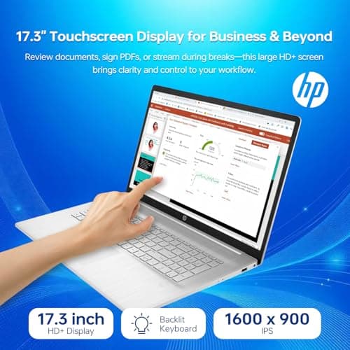 HP 17 Laptop, 17.3" HD+ Touchscreen, Intel Core i7-1255U Processor, 32GB RAM, 2TB SSD, Webcam, HDMI, Wi-Fi, Windows 11 Home, Silver 4