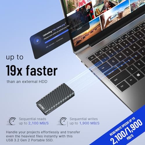1TB External Hard Drive, Up to 2100MB/s, USB 3.2 Gen 2 Portable SSD, External Solid State Drive for Mac, Windows PC, Laptops, Gaming, iPhone — Ideal for File Backup, Content Creators & Videographers 2
