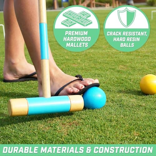 GoSports Six Player Croquet Set for Adults & Kids - Modern Wood Design - Choose Deluxe (35") or Standard (28") 4