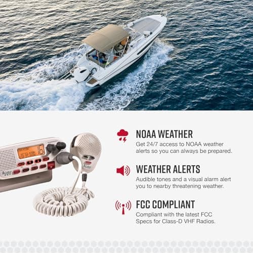 Cobra MR F45-D Fixed Mount VHF Marine Radio – 25 Watt VHF, Submersible, LCD Display, Noise Cancelling Microphone, NOAA Weather Channels, Signal Strength Meter, Scan Channels, White 4