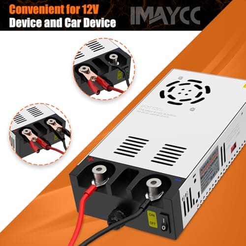 New Version 110V to 12V DC Converter, IMAYCC AC to DC Converter 600W 50A,120V to 12V Power Supply, Adjustable Power Supply 5
