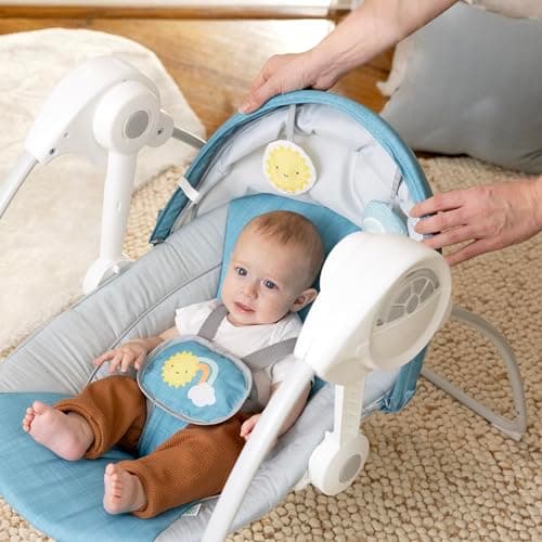 Ingenuity: ity by Ingenuity Sun Valley Canopy Portable Swing - Canopy, 2 Toys, 2-Position Seat Recline, Unisex, for Ages 0-9 Months, Grey 4