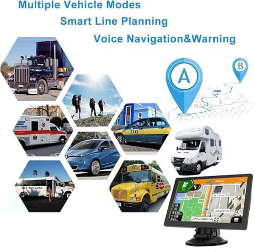 GPS Navigator for Car Truck RV – 9'' HD Touchscreen, Latest 2025 Maps with Custom Truck Routing, Lane Guidance, Speed & Red Light Camera Alerts,Turn-by-Turn Voice Directions, Free Lifetime Updates 4