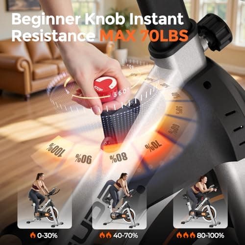 YOSUDA Exercise Bike, Brake Pad Stationary Bike for Home with Exclusive App, Magnetic Indoor Cycling Bike with 300 lb Weight Capacity, Low Noise, Tablet Holder and Fitness Courses for Weight Loss 2