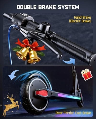 FanttikRide T9 Apex Electric Scooter for Kids, 200W Motor, Big Kids E Scooter with Bluetooth Music Speaker, Colorful Lights, 7/10/12 MPH, 3 Adjustable Height, Foldable, Ride Time Up to 40 mins, Black 4