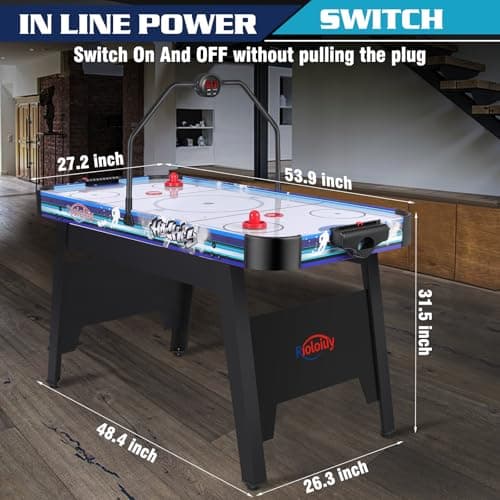 58" Air Hockey Table, Arcade Style with Powerful 700mA Motor, Accurate Digital LED Scoreboard on Overhead Gantry, Includes 2 Pucks and 2 Pushers 3