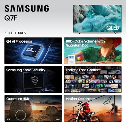 Samsung 65-Inch Class QLED Q7F Series Samsung Vision AI Smart TV (2025 Model, 65Q7F) Quantum HDR, Object Tracking Sound Lite, Q4 AI Gen1 Processor, 4K upscaling, Gaming Hub, Alexa Built-in 4