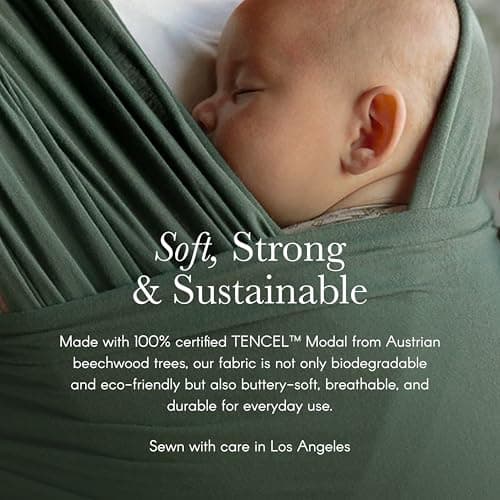 Solly Baby Wrap, Buttery-Soft Baby Carrier Newborn to Toddler 8-25 Lbs., Lightweight & Hands-Free Infant Sling Wrap, Breathable Summer Carrier, Baby Wearing & Postpartum Essential, New Mom Gift, Basil 4
