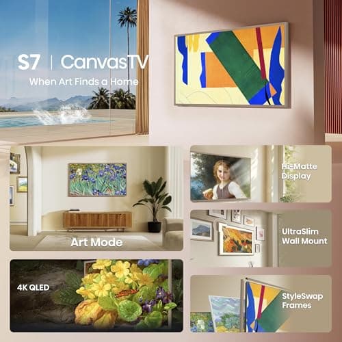Hisense 55-Inch Class QLED 4K S7N CanvasTV Series Dolby Vision HDR Google Smart TV (55S7N) - 144Hz, Art Mode, Anti-Glare Panel, Hi-Matte Display, Frame & UltraSlim Wall Mount Included 4