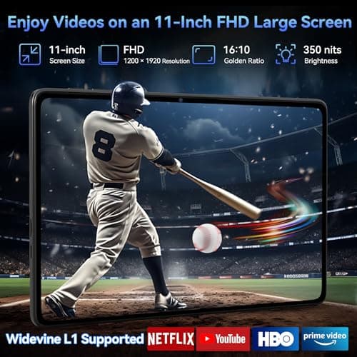 Tablet 2026 World's First Android 16 Tablet with Gemini AI, 11 Inch FHD Display, 24GB RAM 128GB ROM /2TB TF, T7250 CPU+13MP Camera, 8000mAh, Widevine L1, 2 in 1 Tablets with Keyboard Mouse Stylus 3