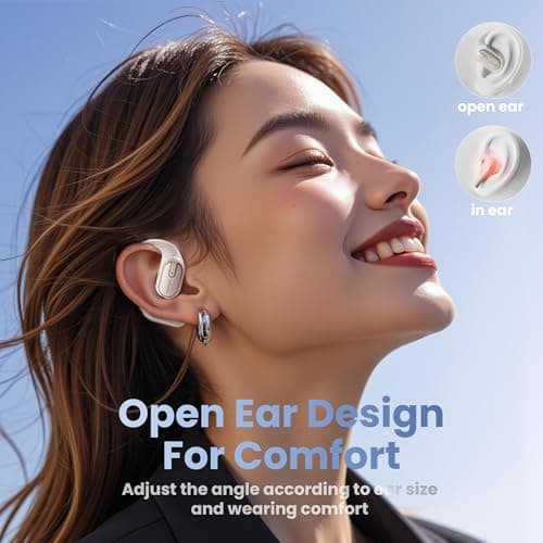 Open Ear Headphones Earbuds wireless - 5.4 Bluetooth Ear Buds with LED Digital Display IPX7 Waterproof, Wireless Headphones Touch Control Air Conduction Stereo Sound with 18.2mm Drivers 80H Playtime 2