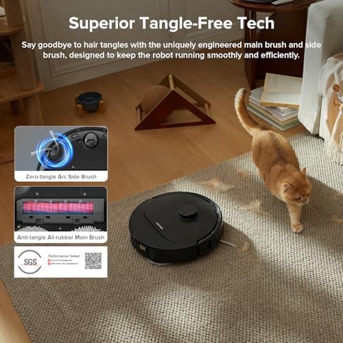 roborock Qrevo Series Robot Vacuum and Mop, 8000Pa Suction, Upgraded from Qrevo S, Anti-Tangle Brushes, Smart Obstacle Avoidance, Auto Mop Washing, All-in-One Dock, 200RPM Spinning Mops, Black(QV 35A) 4