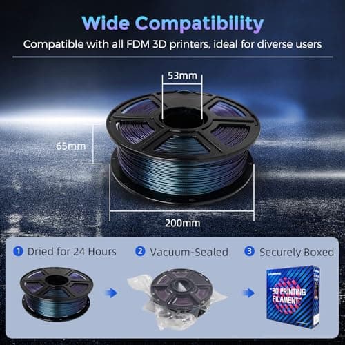 FLASHFORGE PLA Filament 1.75mm +/- 0.02mm Burnt Titanium, Color Changeable 3D Printer Filament 1kg (2.2lbs), Chameleon Changing Colors with Light, Perfectly Hide The Layer Line 2