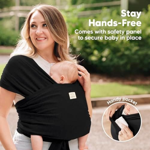 KeaBabies Baby Wrap Carrier Ring Sling - Easy to Wear, Adjustable D-Lite Baby Carrier Newborn to Toddler, Infant Carrying Shirt, Hands Free Bonding, Breathable Fabric Wearing Wrap (Trendy Black) 5