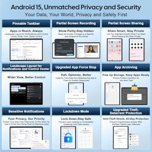 2025 Android 15 tablet with keyboard, 26GB+256GB+2TB Expand, 10 inch 2-in-1 Tablets with 8-Core, 5G WiFi, 8000mAh, BT5.0, 5MP+13MP, GMS, GPS, Widevine L1, Tablet PC with Mouse, Case, Stylus (Black) 3