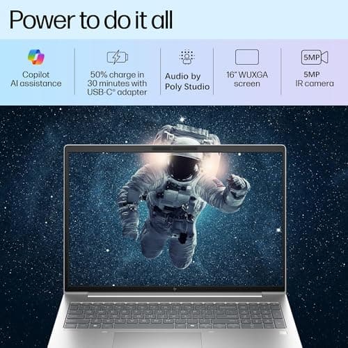 HP EliteBook 6 G1i 16" FHD+ Copilot AI Business Laptop Computer, Intel 12-Core Ultra 7 255U, 32GB DDR5 RAM, 1TB PCIe SSD, WiFi 6E, BT 5.3, 5MP Webcam, Backlit KB, Fingerprint Reader, Windows 11 Pro 3