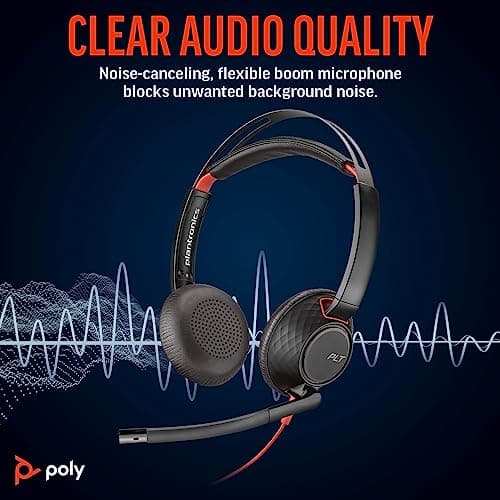 Poly Blackwire 5220 Wired Headset - Flexible Boom Mic - Noise Cancelling Headphones with Mic - USB-C, USB-A, 3.5mm - Ergonomic Over-Ear Design - Works with Microsoft Teams, Zoom - Work from Home 3