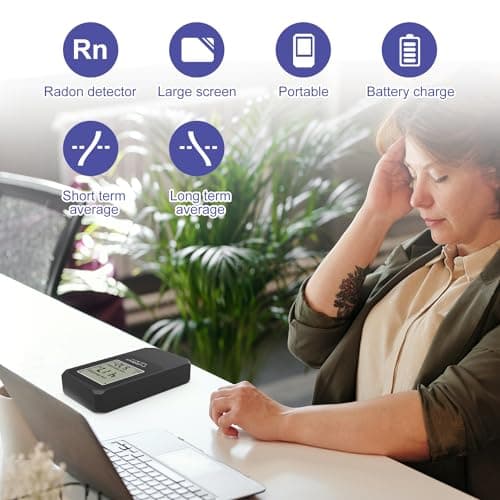 Life Basis Home Radon Detector, Portable Radon Tester for Home with Long and Short Term Radon Monitoring 0-500 pCi/L Range Battery Operated (Including Battery) 2