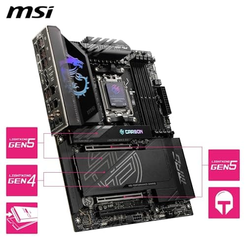 MSI MPG X870E Carbon WiFi Motherboard AMD X870E Socket, W129037563 (Motherboard AMD X870E Socket Am5 ATX) 5