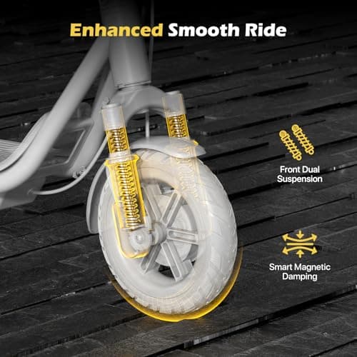 MEGAWHEELS Electric Scooter,Electric Scooter Adults with Front Suspension,8.5in Solid Tires,300W Motor,15.5mph E Scooter with Smart APP Control for Commuting, Outdoor, Short Travel,Gift 2