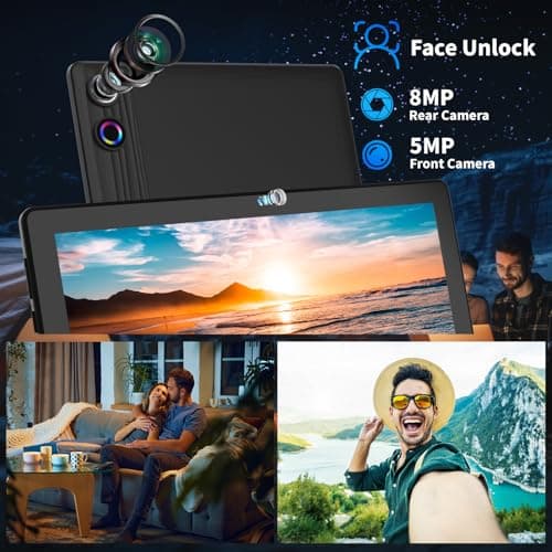 Latest 2025 Upgraded Android Tablet 10.1 Inch with IPS HD Touch Screen, Dual Camera, 64GB Storage 1TB Expansion, 8 in 1 Tablets Kit with Keyboard, Protective Case, Mouse, Stylus, BT 5.4, WiFi 6 3