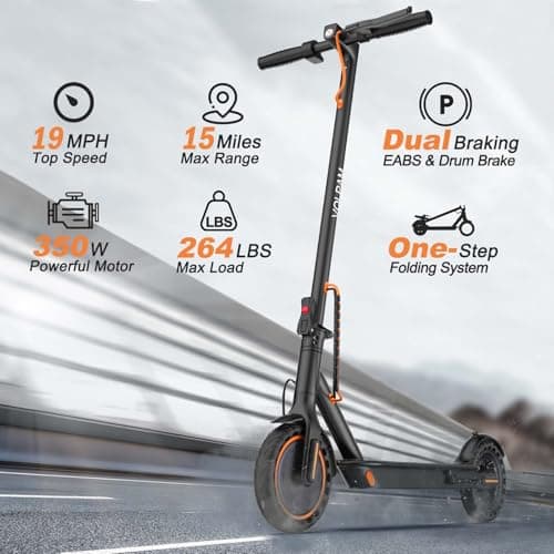 VOLPAM Electric Scooter, 350W/500W Powerful Motor, 8.5"/10" Solid Tires, 19/22Mph, 28/23/21/16 Miles Max Range, Dual Braking 2