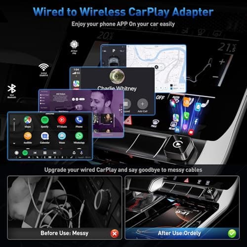 Wireless CarPlay Adapter 2025 Upgrade Mini Design, USB/USB-C Plug & Play Converts CarPlay to Wireless - Easy Use Fast Stable Connection Car Play for iPhone & Android 4