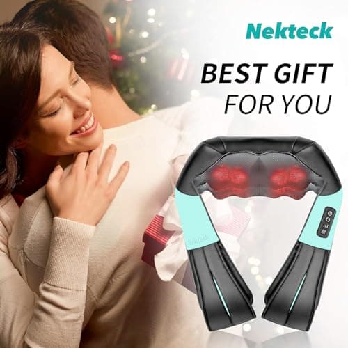 Nekteck Shiatsu Neck and Back Massager with Soothing Heat, Electric Deep Tissue 3D Kneading Massage Pillow for Shoulder Leg Full Body Muscle Pain Relief, Car Office and Home Use 7