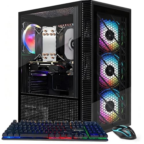 STGAubron Gaming PC Computer Desktop, Intel 10th Gen G5905 3.5G, Radeon RX 580 8G, 16G DDR4, 512G SSD, WiFi 6, BT 5.0, RGB Fan x 4, Windows 11 Home