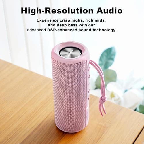 MIATONE Boombox Outdoor Portable Bluetooth Speaker Waterproof Wireless Speakers Gifts for Women Mothers Mom Wife Her - Pink 2