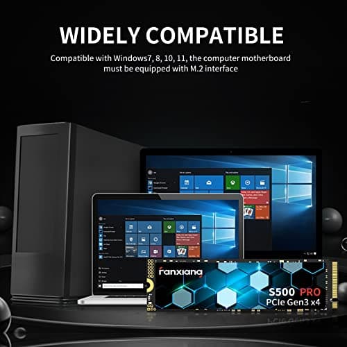 fanxiang S500 Pro 256GB NVMe SSD M.2 PCIe Gen3x4 2280 Internal Solid State Drive, SLC Cache 3D NAND TLC, Up to 3200MB/s, Compatible with Laptop and PC Desktops(Black) 4