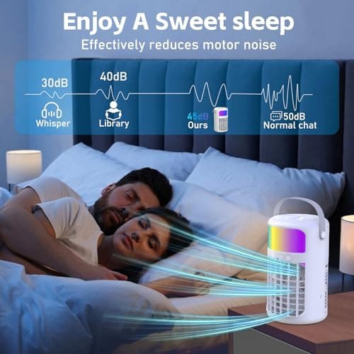 Portable Air Conditioner, 2025 Upgraded 4-IN-1 Ultra-Quiet Design Portable AC Unit with 2 Cool Mist & Speeds1500ml Remote Control Air Conditioner Evaporative for Home,Office,Bedroom, Camping 5