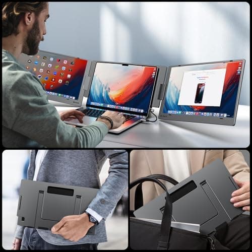 KYY Laptop Screen Extender, 15.6" Monitor Extender with Type-C Plug&Play, 1080P FHD Portable Triple Monitor for Laptop with Alloy Dual Display fit 13"-17", Portable Extended Screen for Mac/Wins/Chrome 4