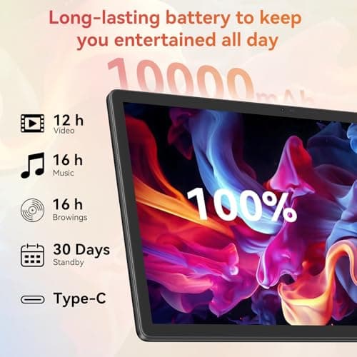 URAO Tablet｜14 inch Android 15 Tablet｜30GB RAM 256GB ROM｜1920 * 1200 IPS FHD｜10000mAh 30W Fast Charging｜Octa-core Processor｜Wi-Fi 6, BT 5.4｜Dual Camera with Keyboard｜Mouse｜Stylus｜Case｜Headphone 3