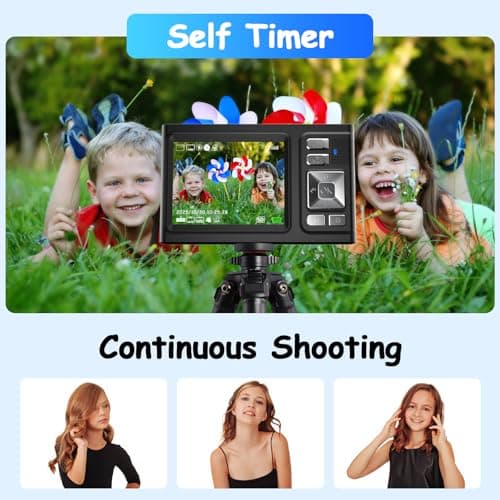 JDZ Digital Camera, 4K UHD Point and Shoot Cameras with Dual Camera, Compact Kids Digital Camera with16X Zoom Anti-Shake for Teens Boys Girls, Black 3