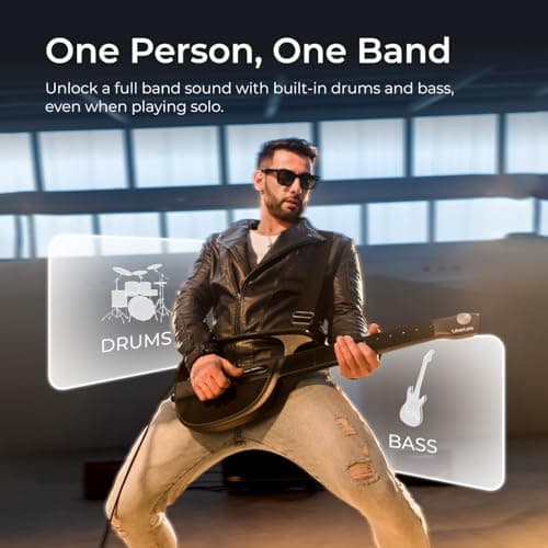 LiberLive C1 Stringless Smart Guitar, Foldable Travel Backing Guitarra, Chord Generator, App Interactive Chord Sheets, Built-in Drum Machine & Bassline for One-Man Band, For Adults & Teens (Black) 4