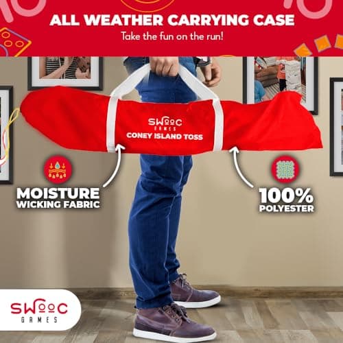 SWOOC Games - Coney Island Toss™ - Arcade Style Cornhole Board Set w/Carrying Case & 15+ Games - Corn Hole Games for Adults - Kids Bean Bag Toss Game - Kids Cornhole Set w/Bags - Outdoor Yard Games 5