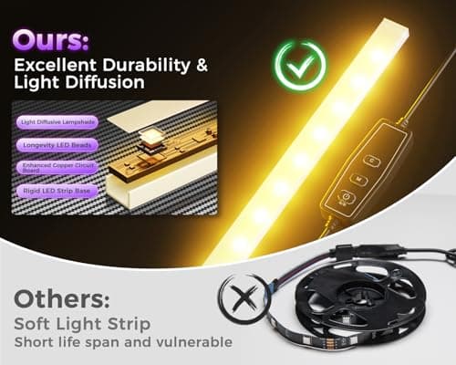 ODK 53 Inch L Shaped Desk with LED Lighting, Reversible Gaming Desk with Power Outlets, Cornor Computer Table with Storage Shelves & Bag & Iron Hook, Home Office Table for Writing, Study, Black 4