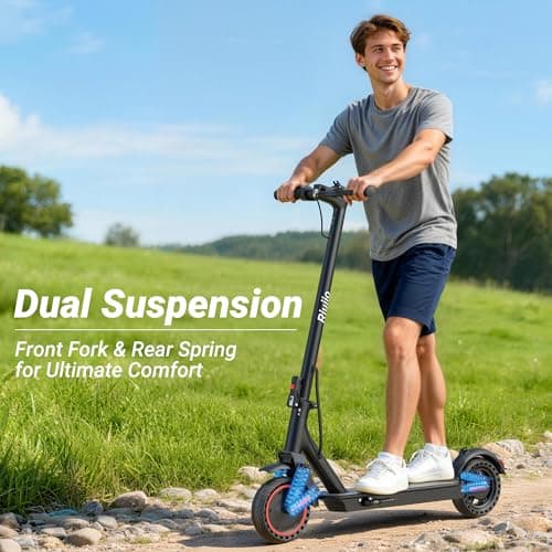 Electric Scooter for Adults, 500W Motor, 22MPH, 31 Miles Max Range, Dual Suspension, 10" Solid Tires, Foldable Commuter E-Scooter with App Control, Scooter with Phone Holder and Lock 4