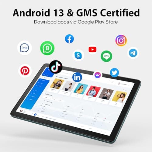 xiskt Android Tablet 10.1 inch Android 13 Tablet,8(4+4) GB&128GB Storage(Expand to 512GB), Dual 13MP+5MP Camera, 6800mAh, WiFi, Bluetooth 5.0,GPS 2