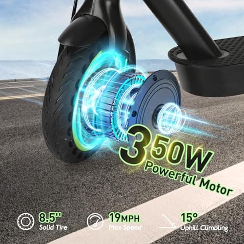 Electric Scooter for Adults, Folding E Scooter with 500W Motor 19 Mph Top Speed 18 Miles Range, 8.5" Solid Tires Folding Commuting Motorized Kick Scooter (Green - 7.8AH Battery Dual Rear Suspension) 2