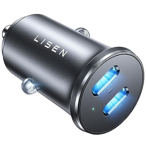 LISEN 90W USB C Car Charger for iPhone 17 Car Charger 40W Fast Charging, 2-Port PD 45W & QC 3.0 Cigarette Lighter USB Charger [All Metal&Mini] for iPhone 17 Air/16/15/14/13 Pro, Galaxy S25/S24, iPad