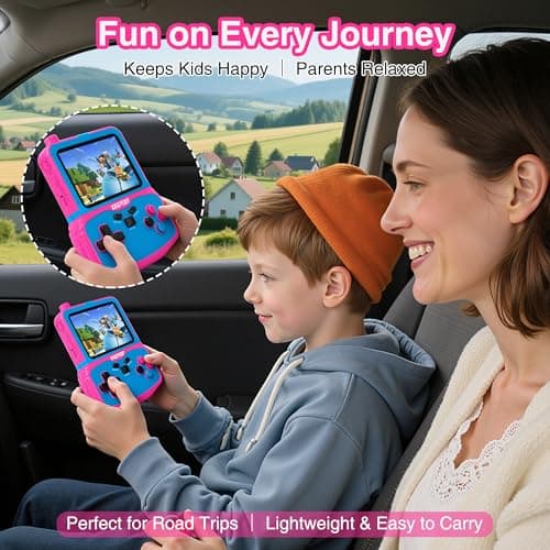Handheld Game Console for Girls, 220 Retro Games Built-in, 3.5'' HD IPS Screen, Rechargeable Mini Portable Video Game Player for Travel & Car Trips, Gift for Kids (Rose Red) 4